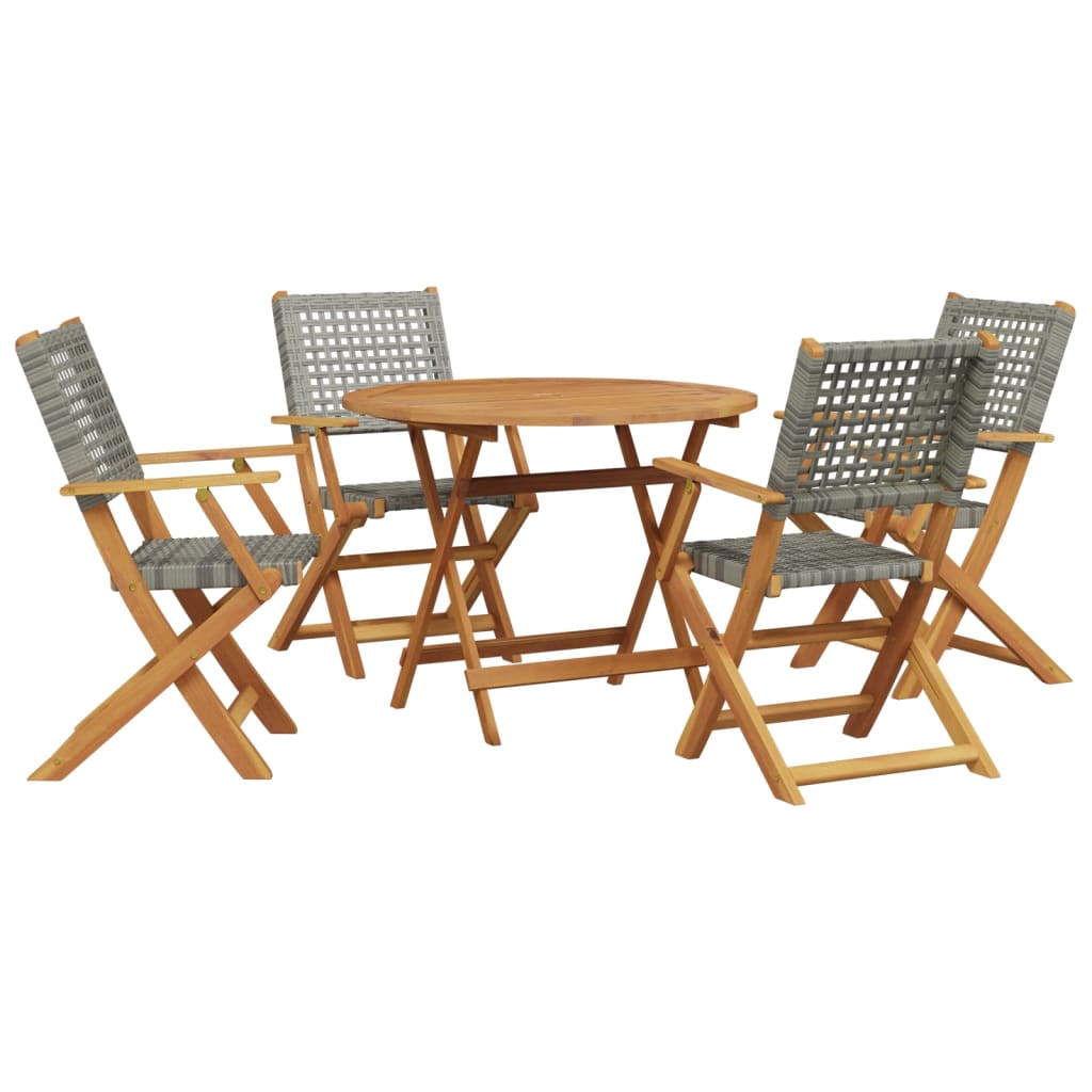 Ensemble à manger de jardin 5 pcs résine tressée et bois massif - XIOS