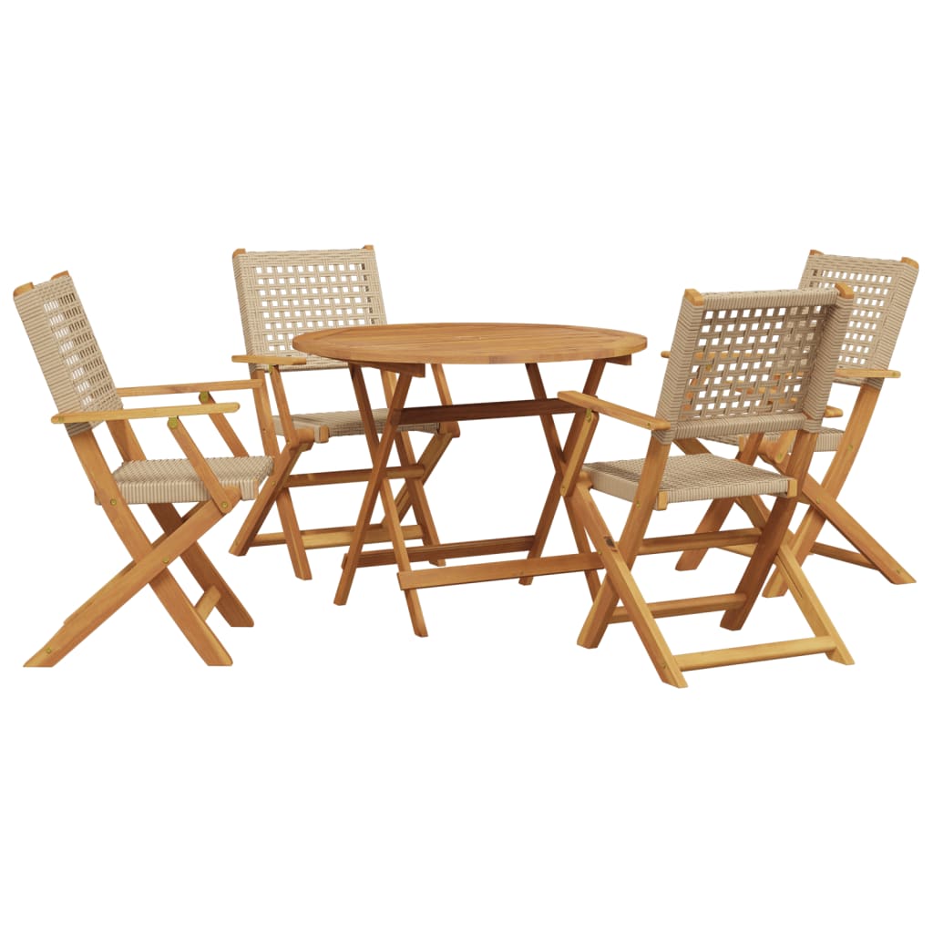 Ensemble à manger de jardin 5 pcs résine tressée et bois massif - XIOS