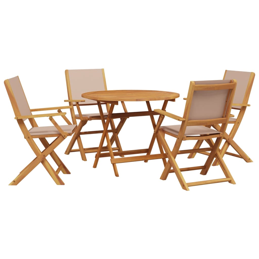 Ensemble à manger de jardin 5 pcs taupe tissu et bois massif - XIOS