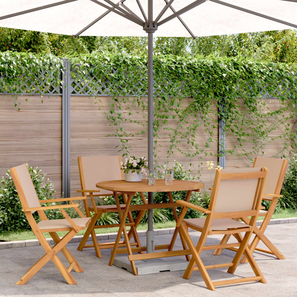 Ensemble à manger de jardin 5 pcs taupe tissu et bois massif - XIOS