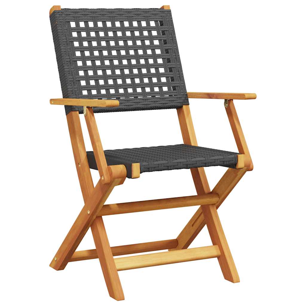 Ensemble à manger de jardin 5 pcs résine tressée et bois massif - XIOS