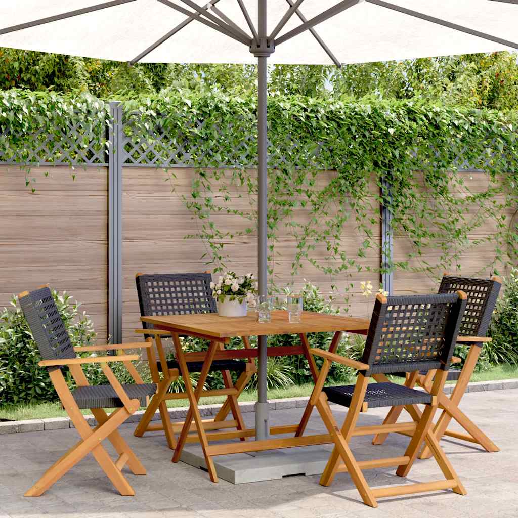 Ensemble à manger de jardin 5 pcs résine tressée et bois massif - XIOS