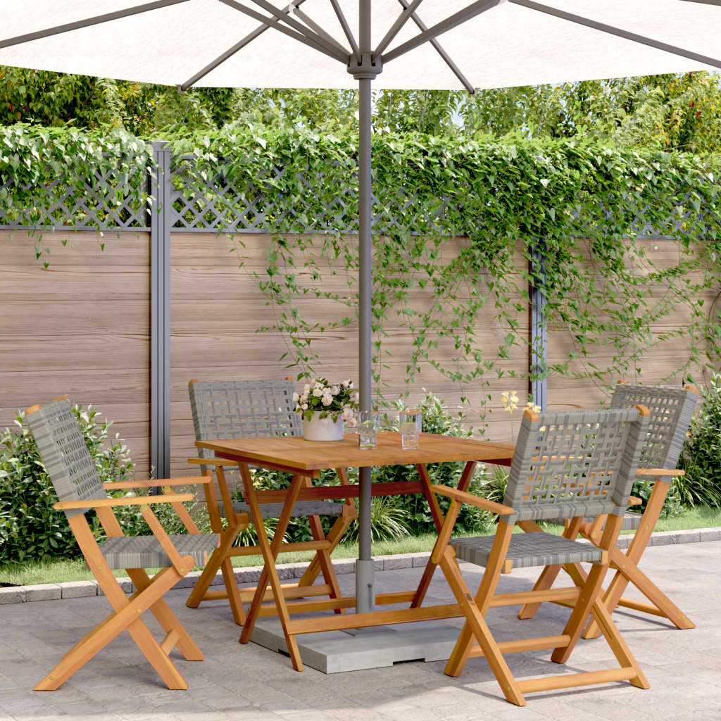 Ensemble à manger de jardin 5 pcs résine tressée et bois massif - XIOS