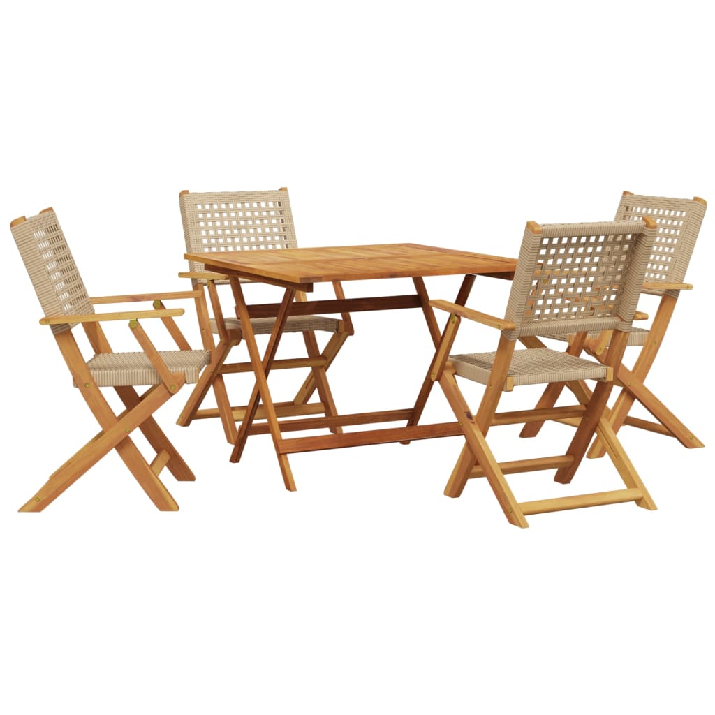 Ensemble à manger de jardin 5 pcs résine tressée et bois massif - XIOS