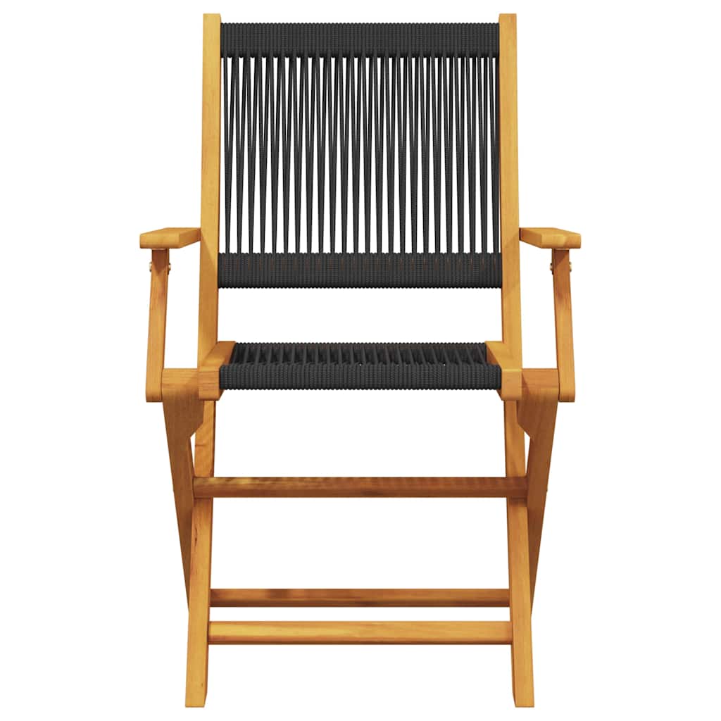 Ensemble à manger de jardin 5pcs noir polypropylène bois massif - XIOS