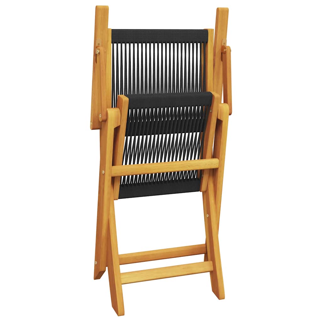 Ensemble à manger de jardin 5pcs noir polypropylène bois massif - XIOS