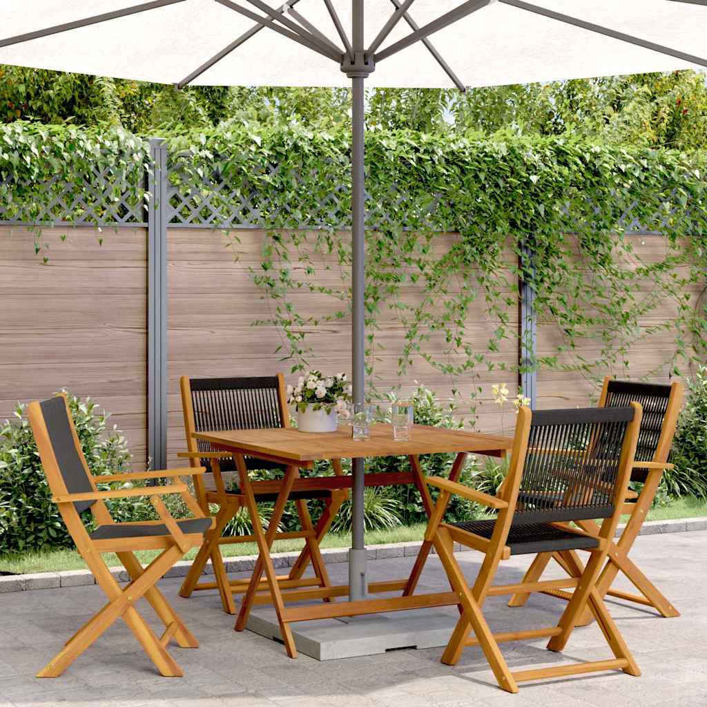 Ensemble à manger de jardin 5pcs noir polypropylène bois massif - XIOS