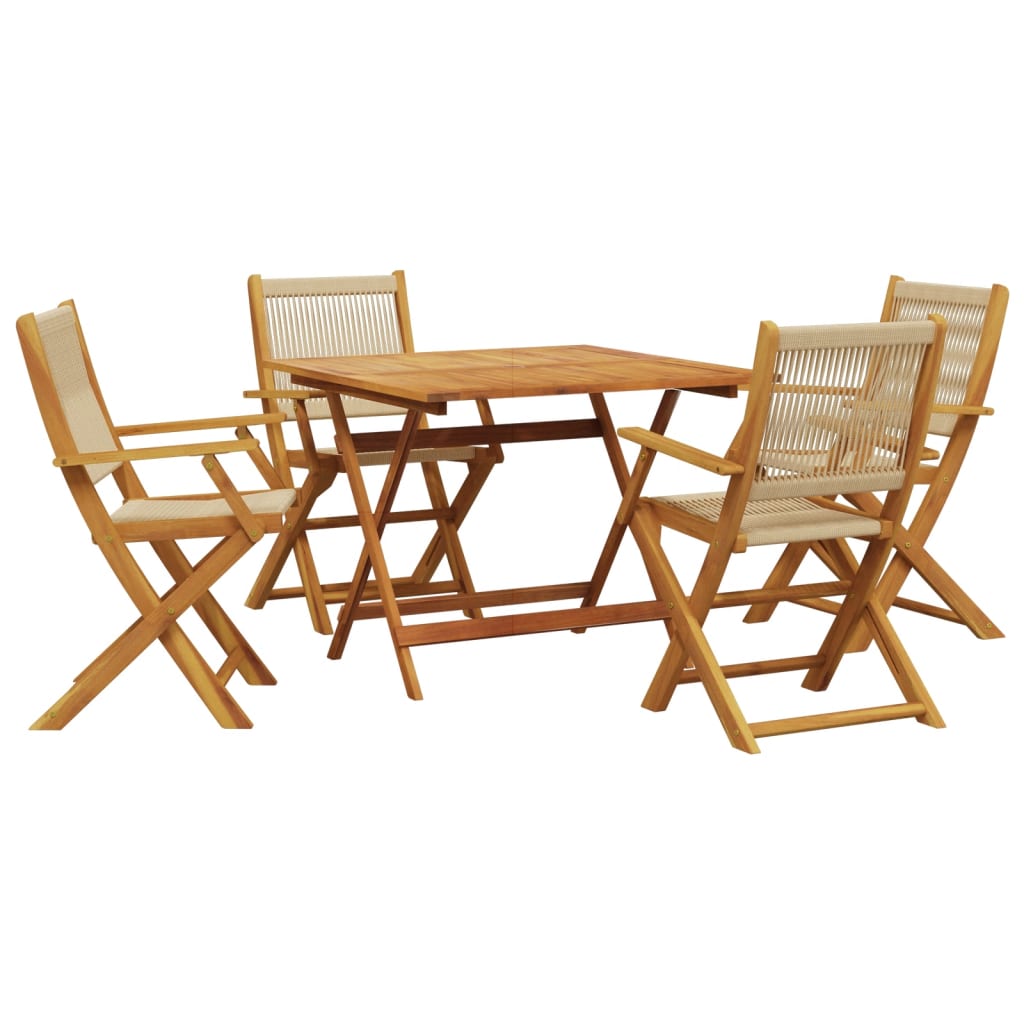 Ensemble à manger de jardin 5pcs beige polypropylène et bois - XIOS