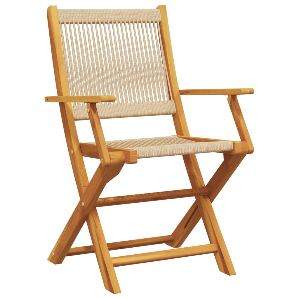 Ensemble à manger de jardin 5pcs beige polypropylène et bois - XIOS