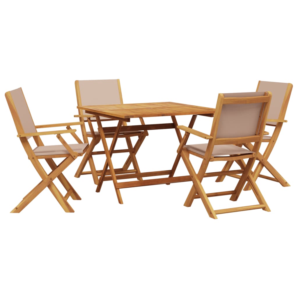 Ensemble à manger de jardin 5 pcs taupe tissu et bois massif - XIOS