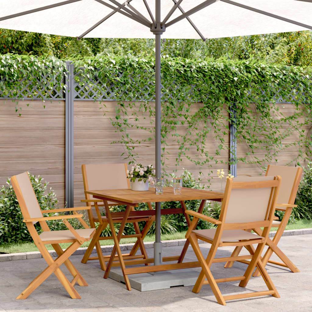 Ensemble à manger de jardin 5 pcs taupe tissu et bois massif - XIOS
