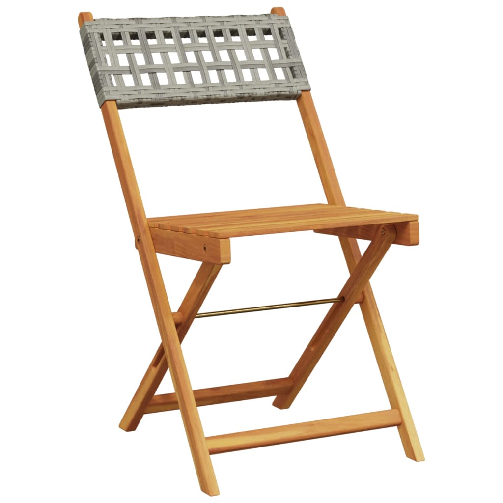 Ensemble de bistro 3 pcs gris résine tressée et bois massif - XIOS