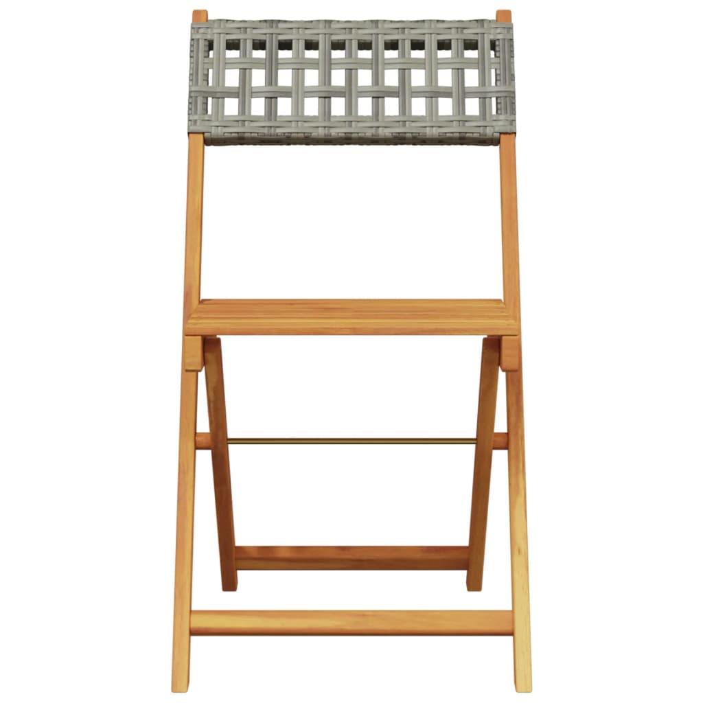 Ensemble de bistro 3 pcs gris résine tressée et bois massif - XIOS