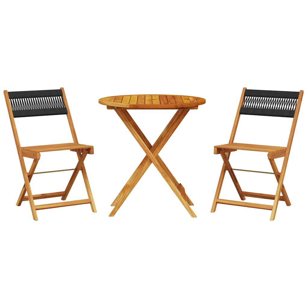 Ensemble de bistro 3 pcs noir polypropylène et bois massif - XIOS
