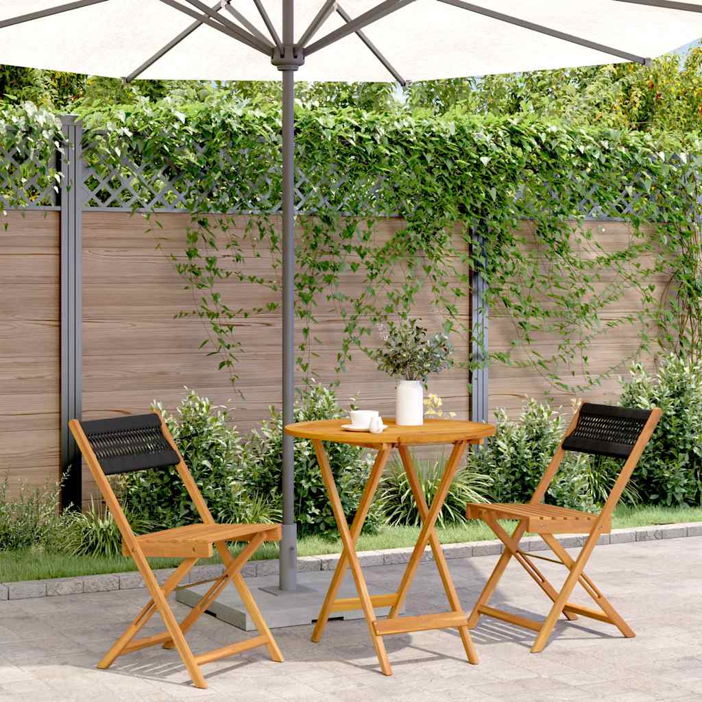 Ensemble de bistro 3 pcs noir polypropylène et bois massif - XIOS