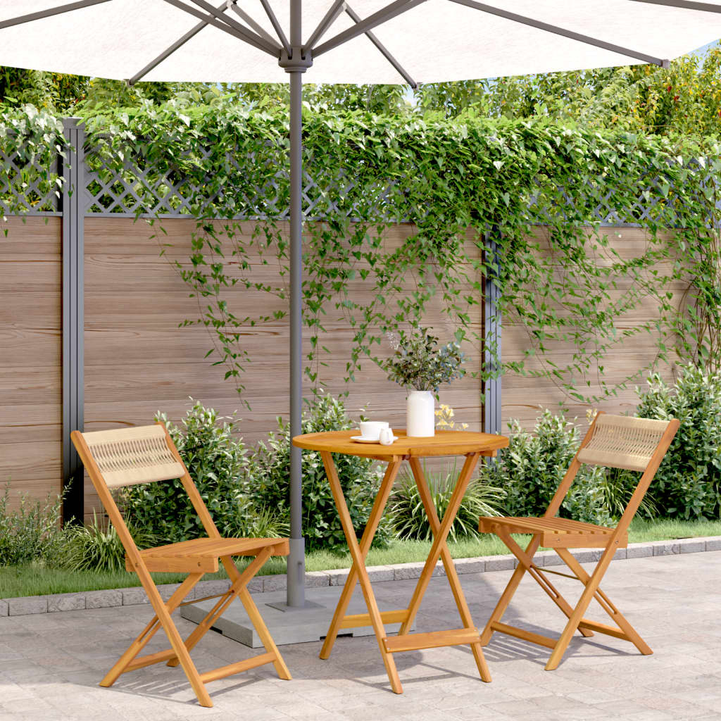 Ensemble de bistro 3 pcs beige polypropylène et bois massif - XIOS