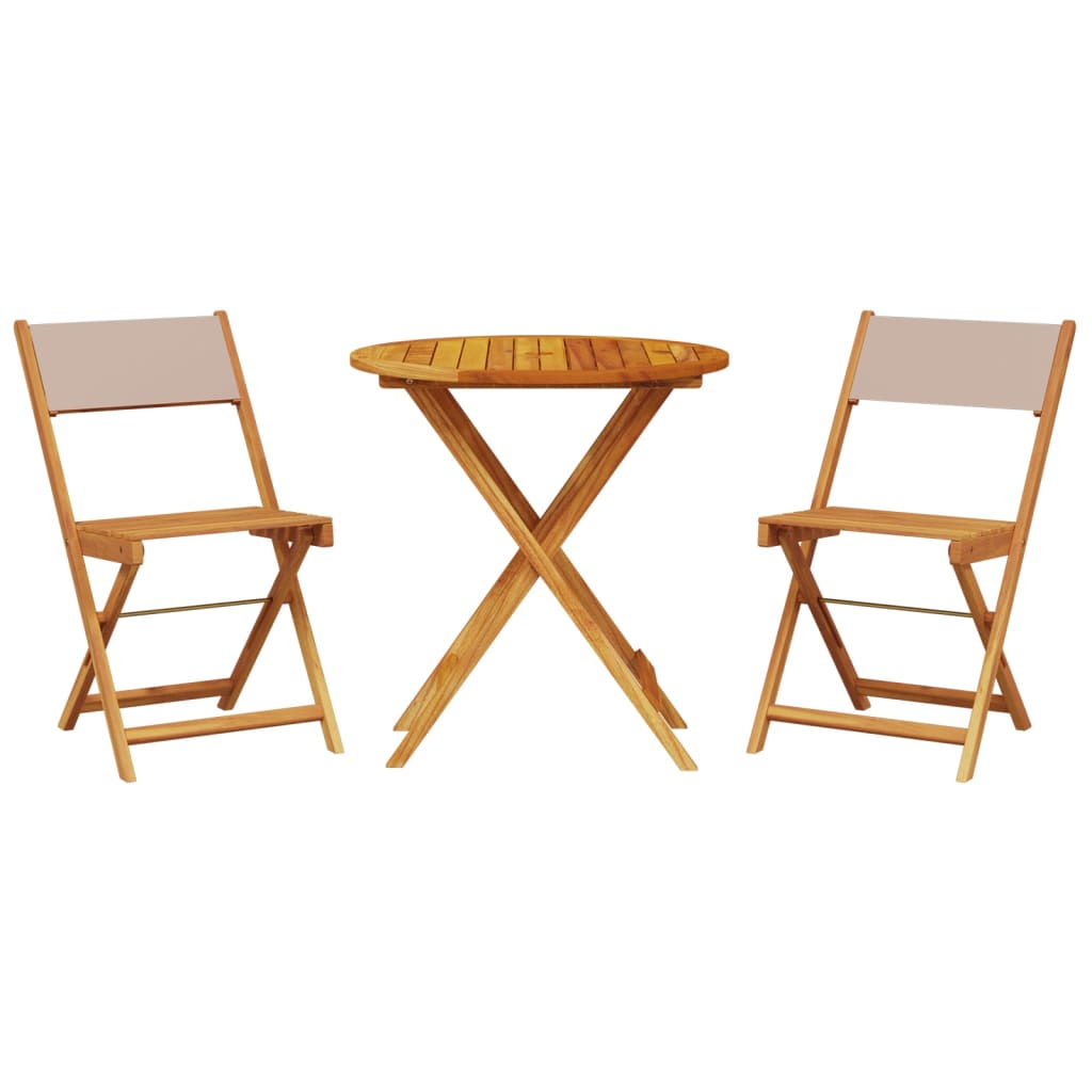 Ensemble de bistro 3 pcs taupe tissu et bois massif