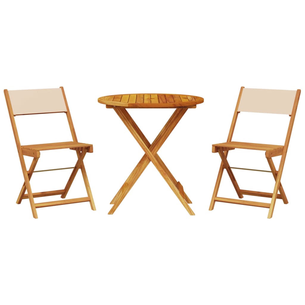 Ensemble de bistro 3 pcs beige tissu et bois massif - XIOS