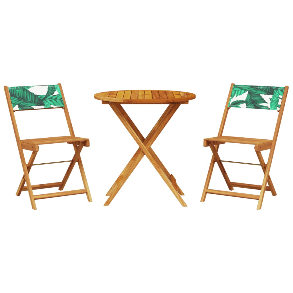 Ensemble de bistro 3 pcs motif de feuilles tissu et bois massif - XIOS