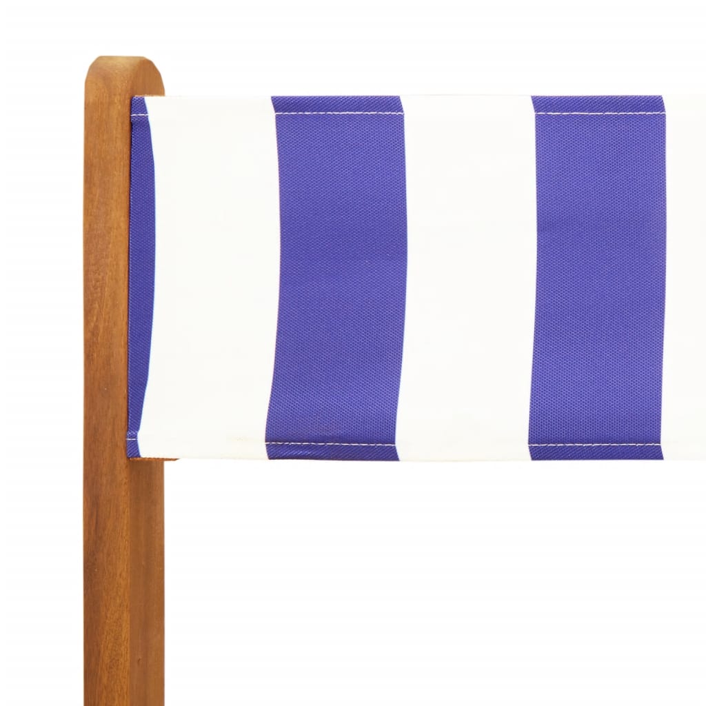 Ensemble de bistro 3 pcs bleu et blanc tissu et bois massif - XIOS