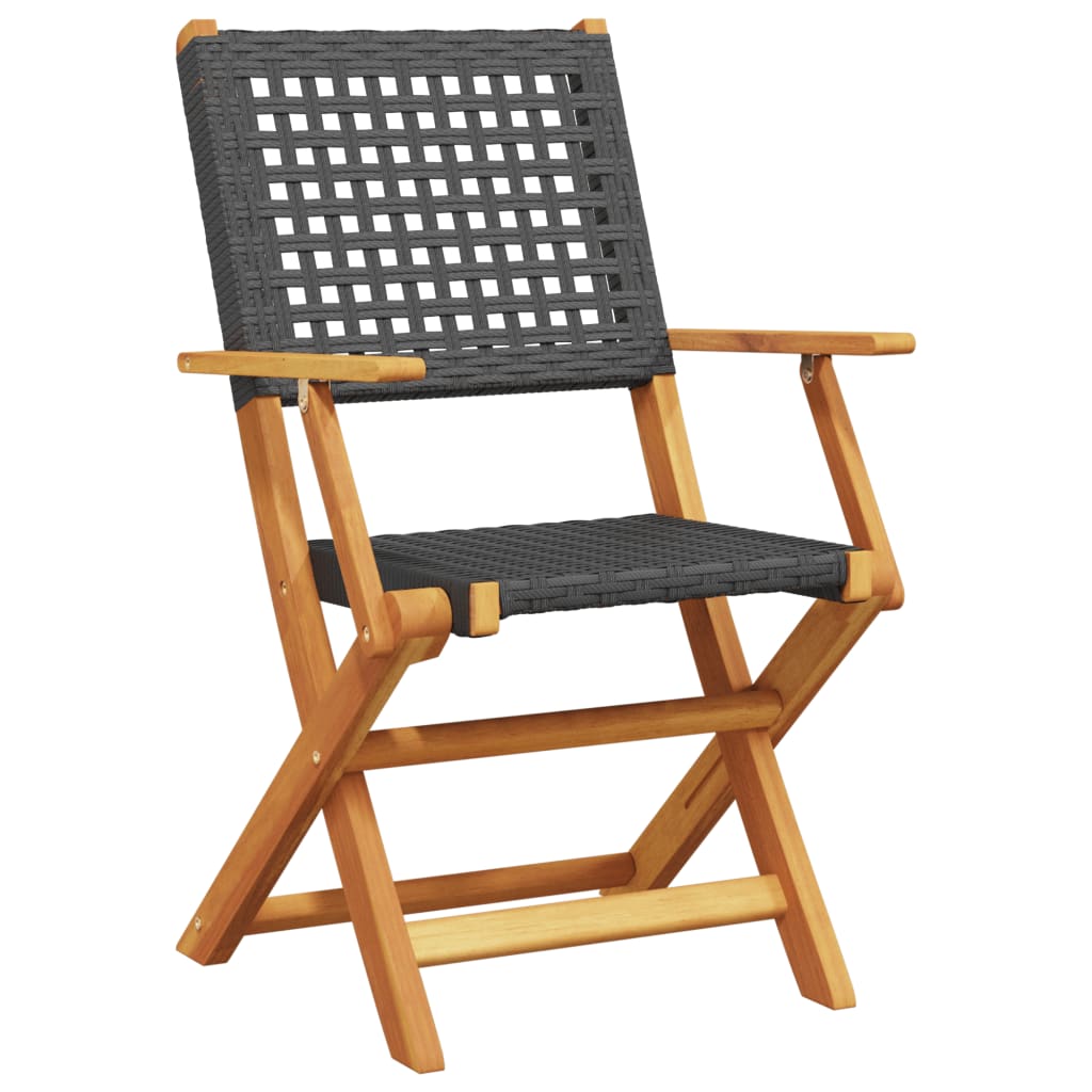 Ensemble de bistro 3 pcs noir résine tressée et bois massif - XIOS