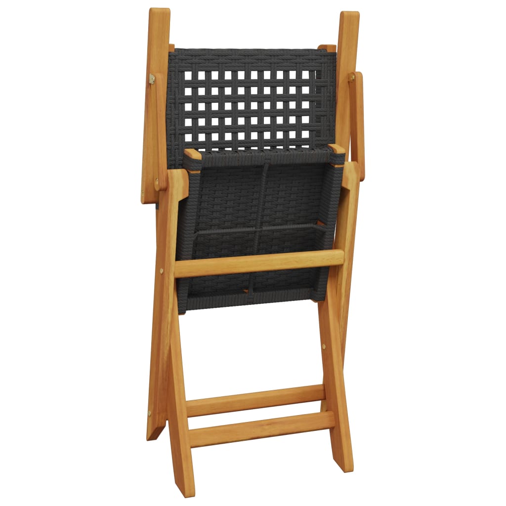 Ensemble de bistro 3 pcs noir résine tressée et bois massif - XIOS
