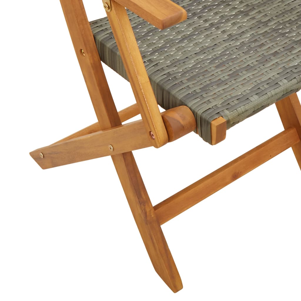Ensemble de bistro 3 pcs gris résine tressée et bois massif - XIOS