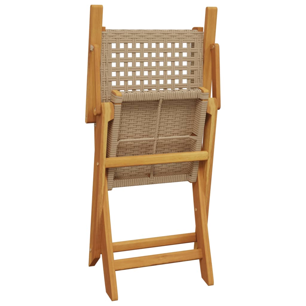 Ensemble de bistro 3 pcs beige résine tressée et bois massif - XIOS