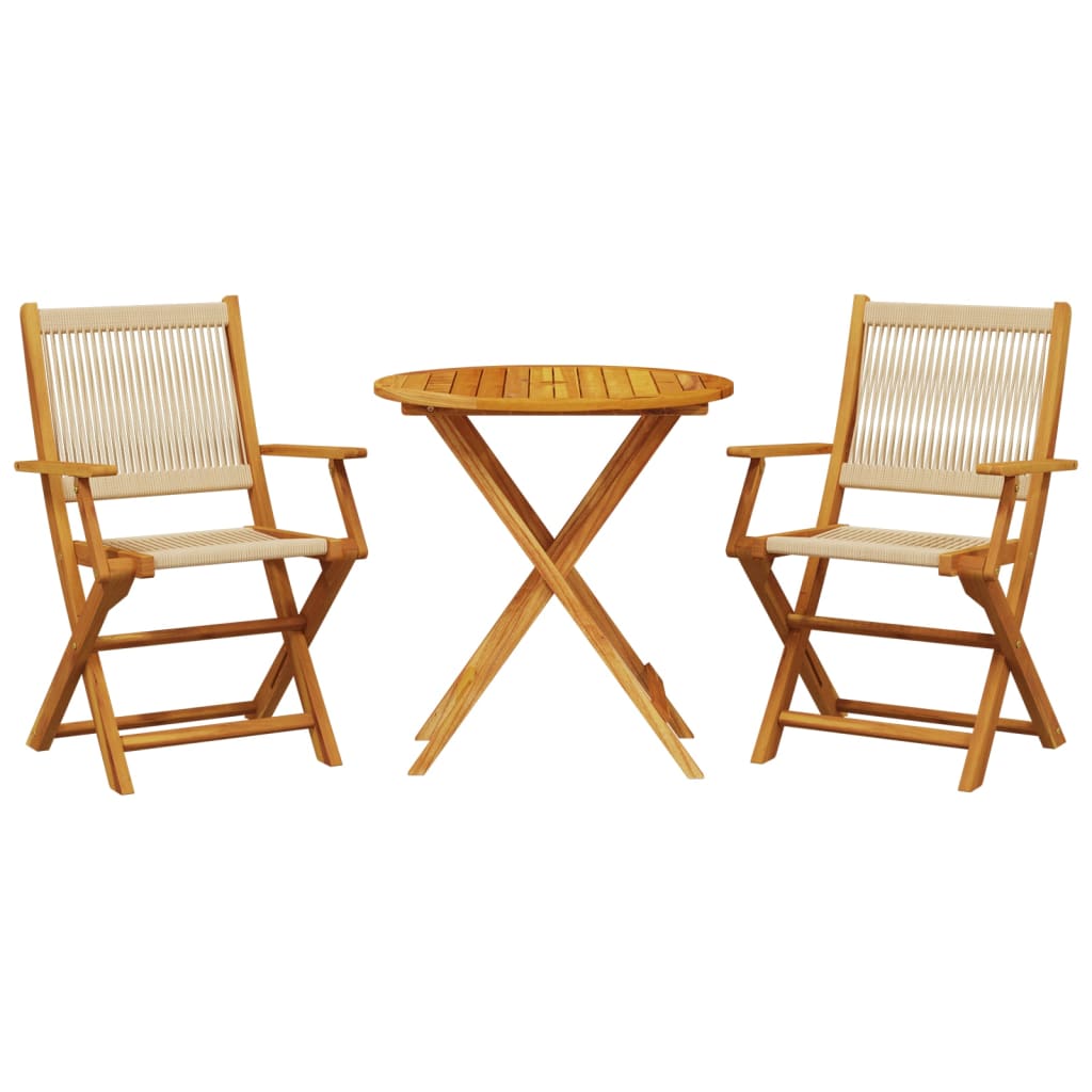 Ensemble de bistro 3 pcs beige polypropylène et bois massif - XIOS