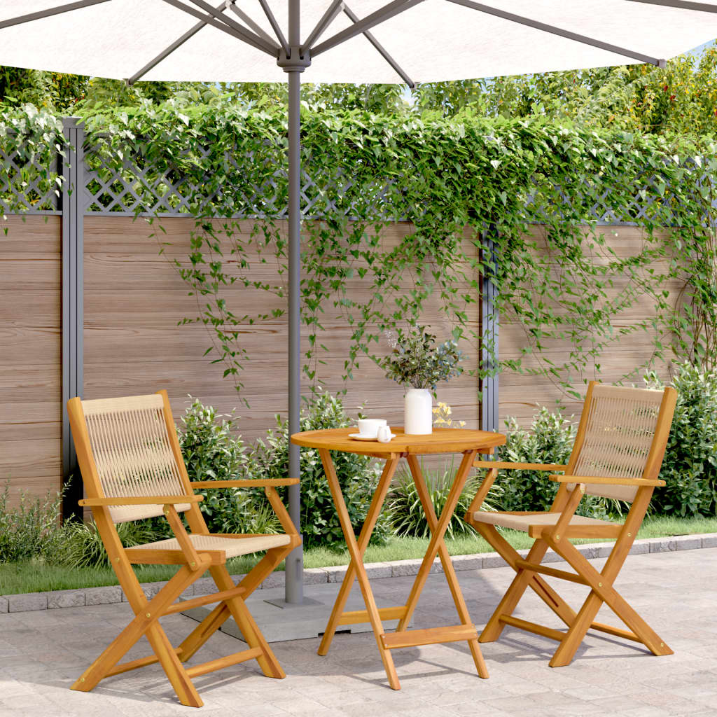 Ensemble de bistro 3 pcs beige polypropylène et bois massif - XIOS