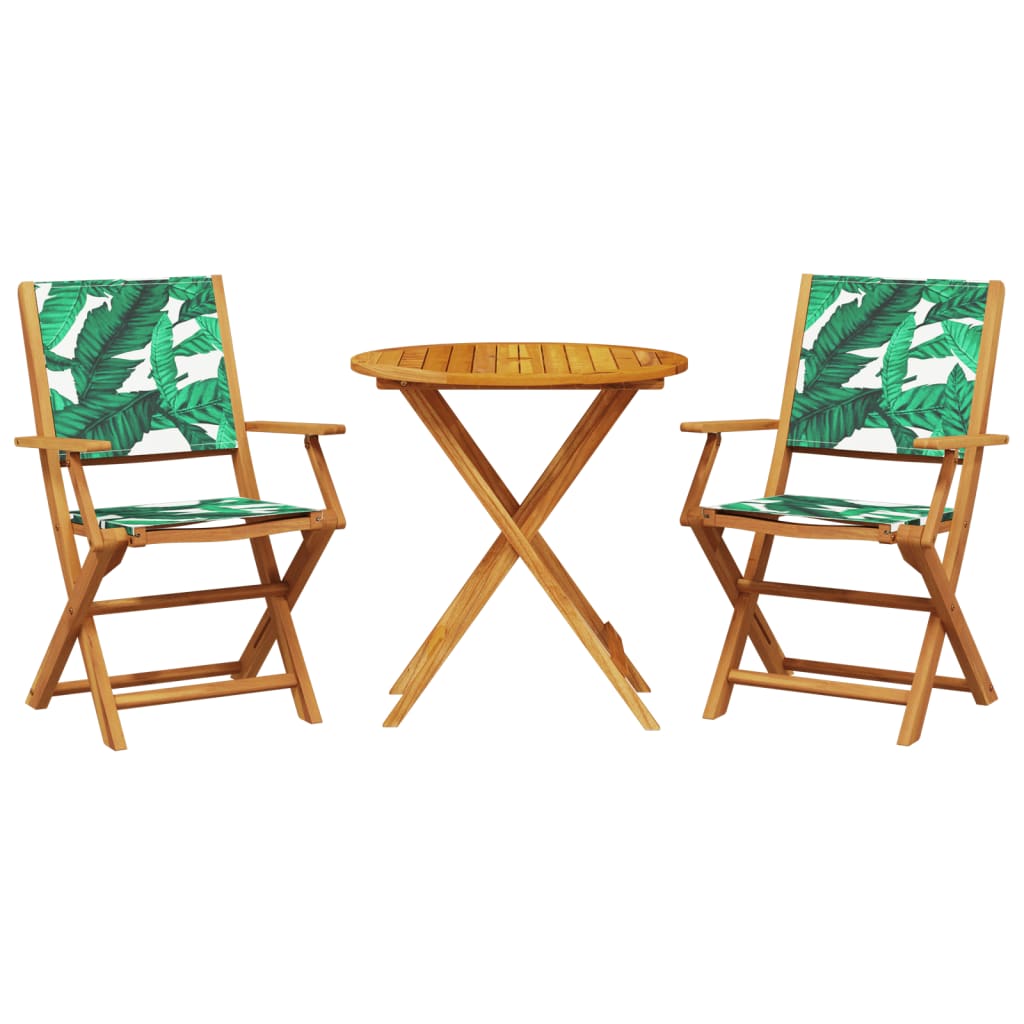 Ensemble de bistro 3 pcs motif de feuilles tissu et bois massif - XIOS