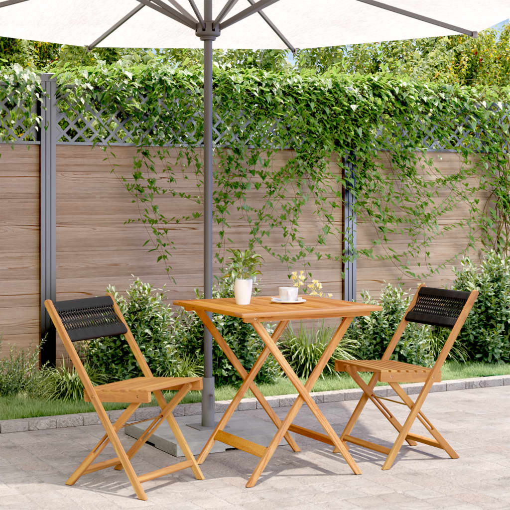 Ensemble de bistro 3 pcs noir polypropylène et bois massif - XIOS