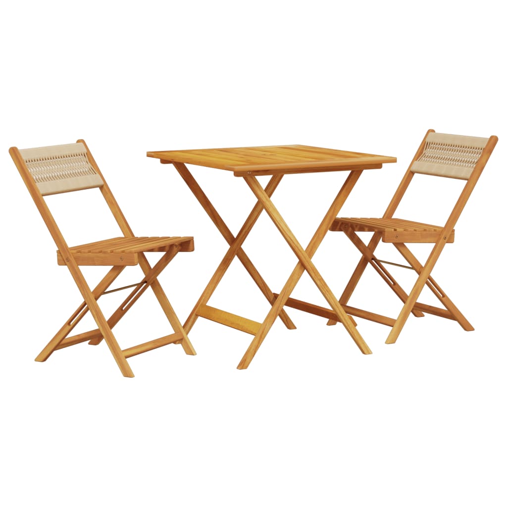 Ensemble de bistro 3 pcs beige polypropylène et bois massif - XIOS