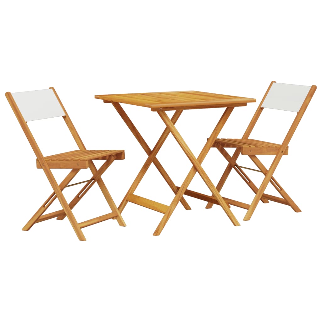 Ensemble de bistro 3 pcs blanc crème tissu et bois massif - XIOS