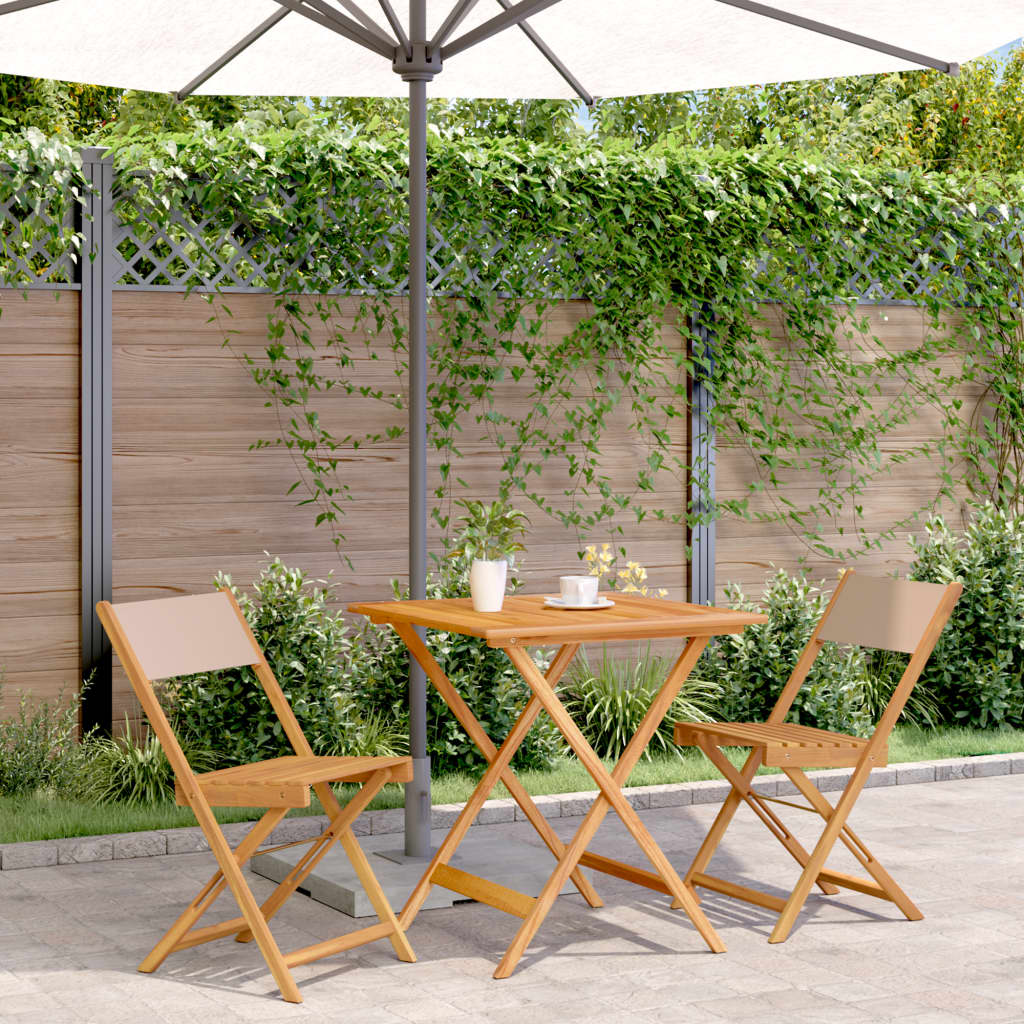 Ensemble de bistro 3 pcs taupe tissu et bois massif - XIOS