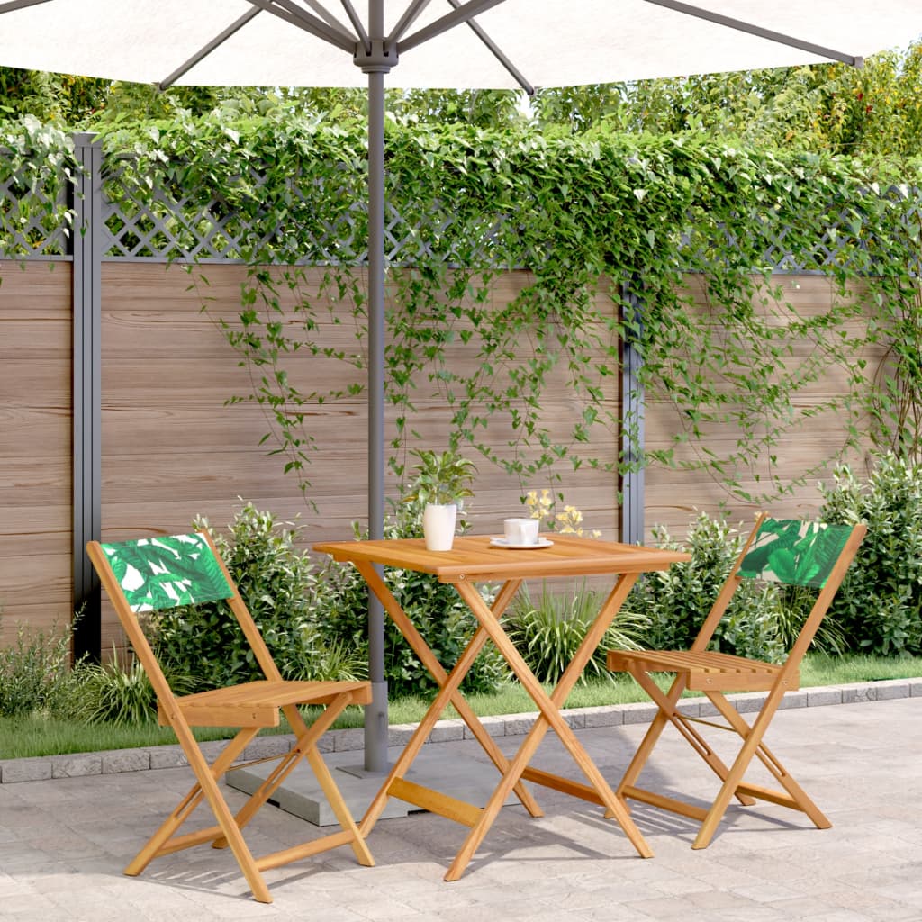 Ensemble de bistro 3 pcs motif de feuilles tissu et bois massif - XIOS