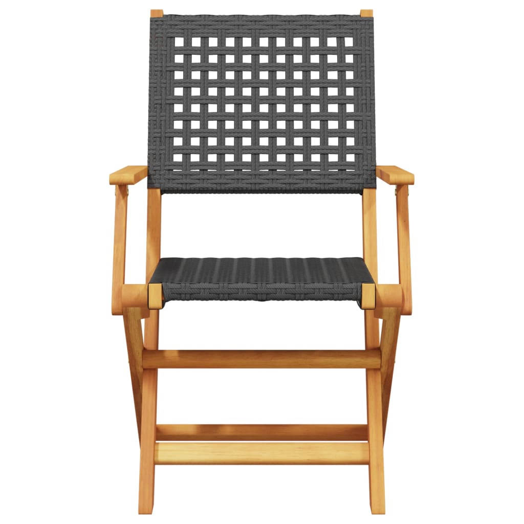 Ensemble de bistro 3 pcs noir résine tressée et bois massif - XIOS