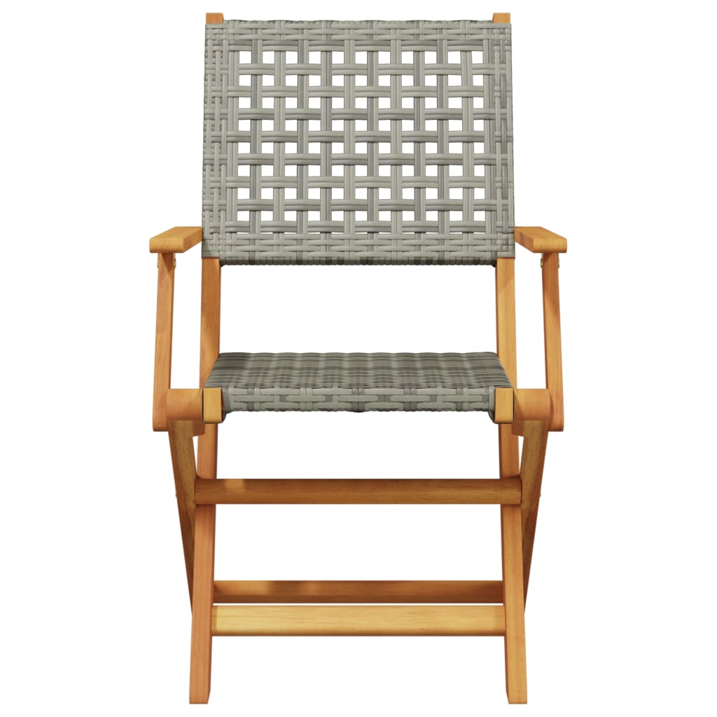 Ensemble de bistro 3 pcs gris résine tressée et bois massif - XIOS