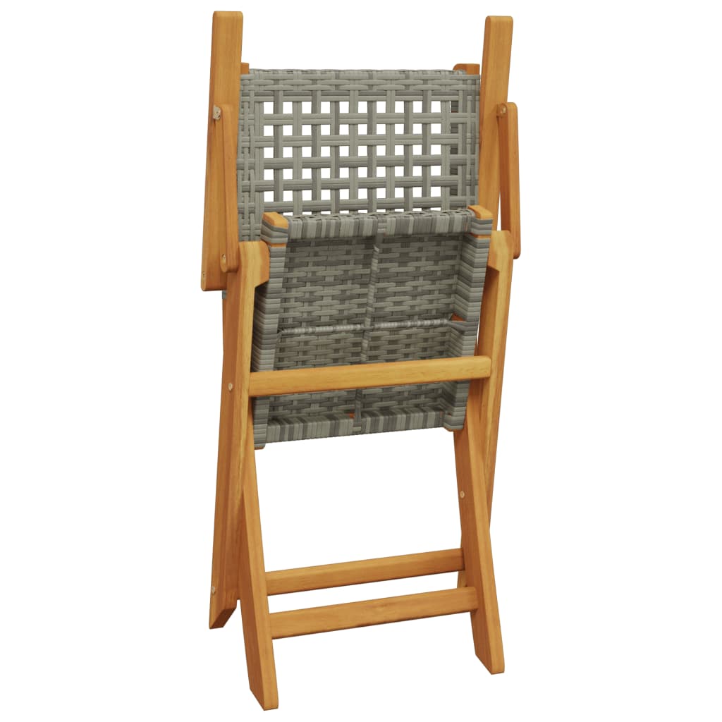 Ensemble de bistro 3 pcs gris résine tressée et bois massif - XIOS