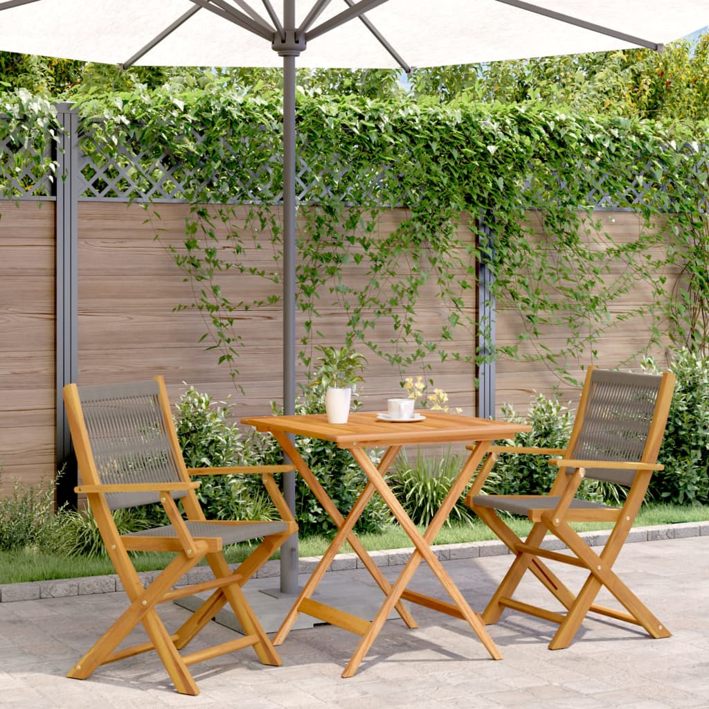 Ensemble de bistro 3 pcs gris polypropylène et bois massif - XIOS