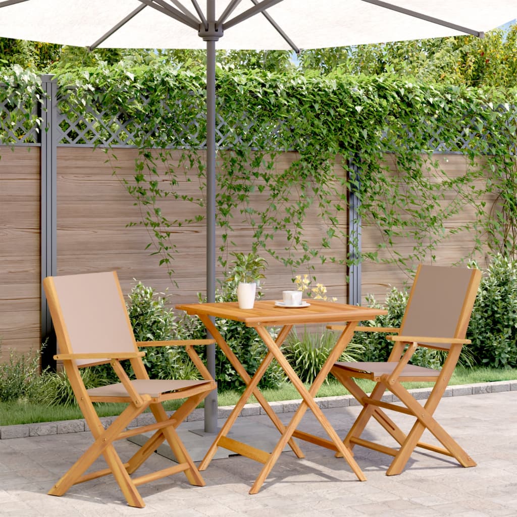 Ensemble de bistro 3 pcs taupe tissu et bois massif - XIOS