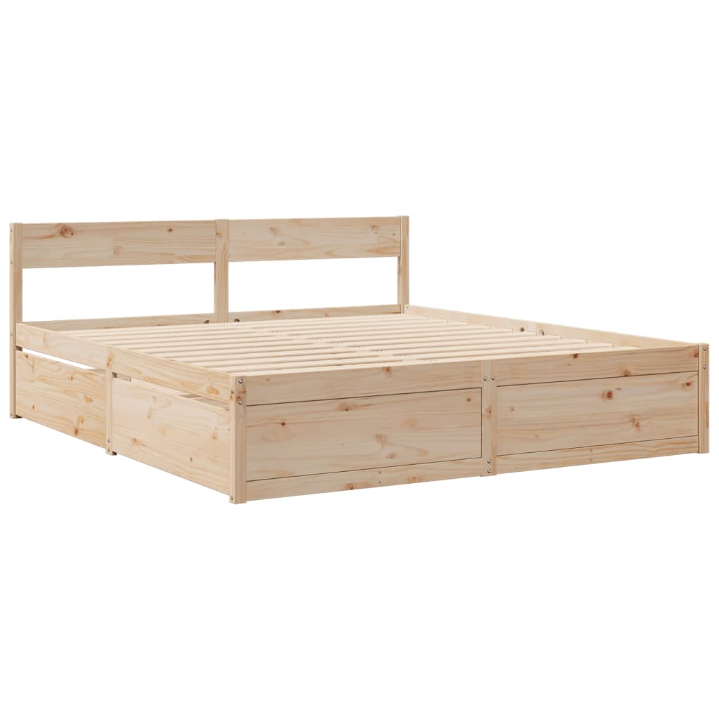 Lit avec tiroirs et matelas 200x200 cm bois massif de pin - XIOS
