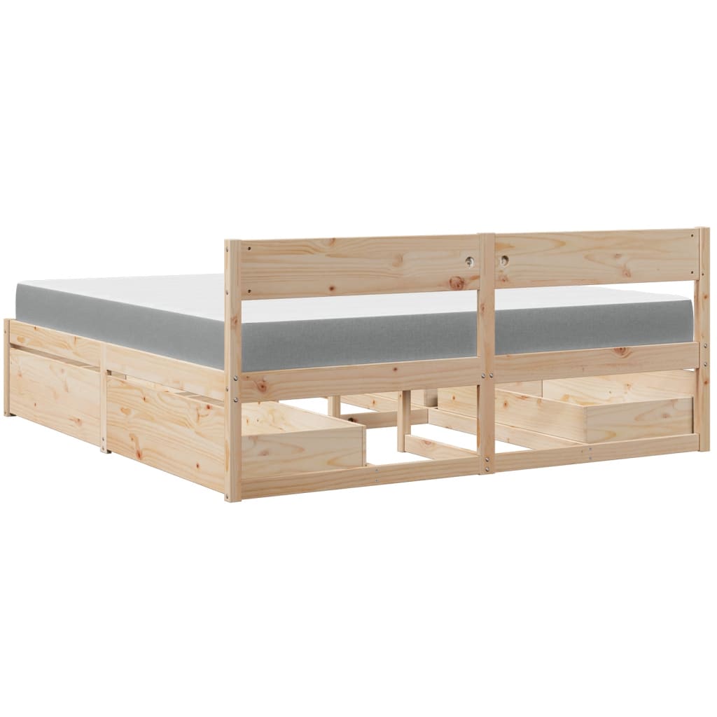 Lit avec tiroirs et matelas 180x200 cm bois massif de pin - XIOS