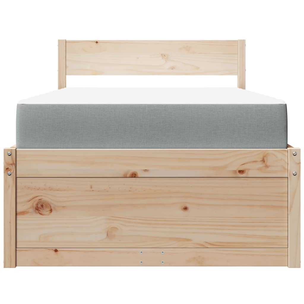 Lit avec tiroirs et matelas 90x190 cm bois massif de pin - XIOS