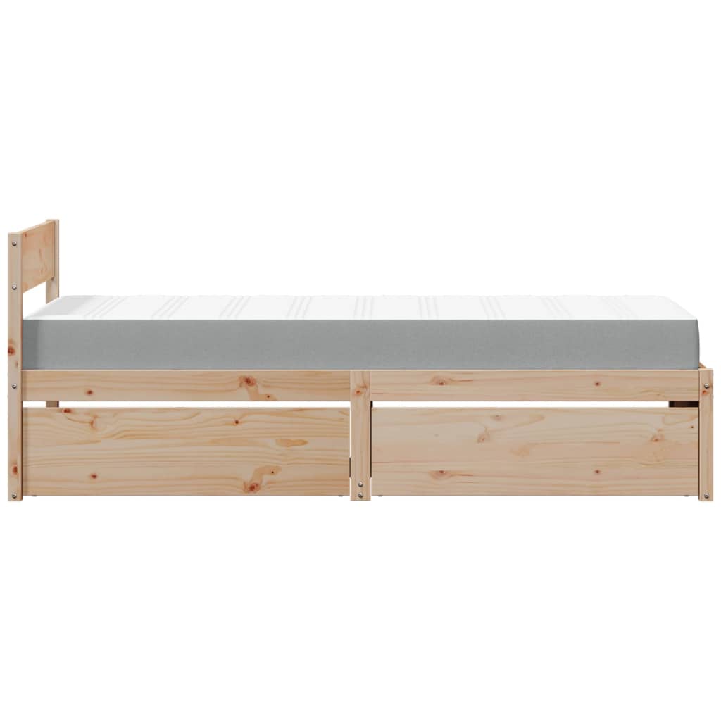 Lit avec tiroirs et matelas 90x190 cm bois massif de pin - XIOS