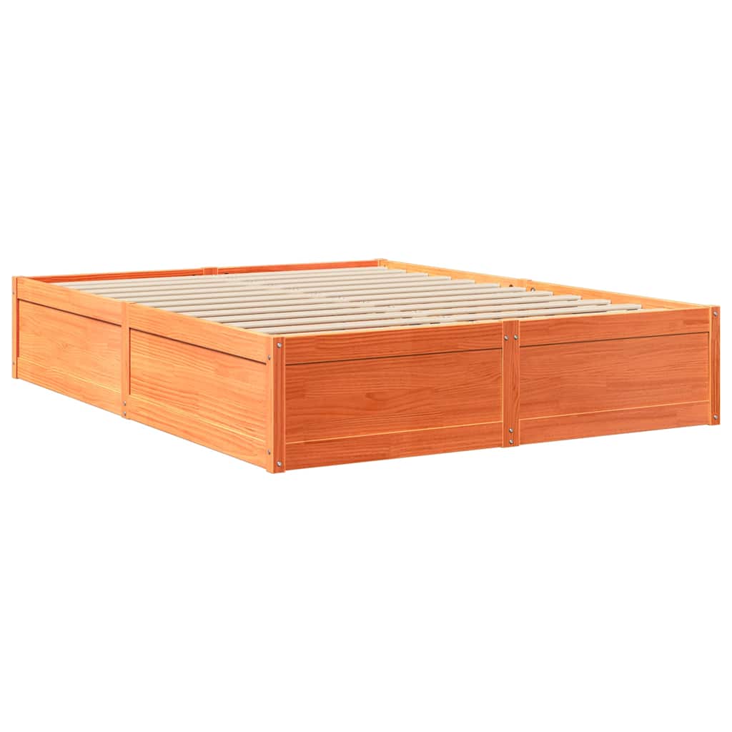 Lit avec matelas cire marron 140x200 cm bois massif de pin - XIOS