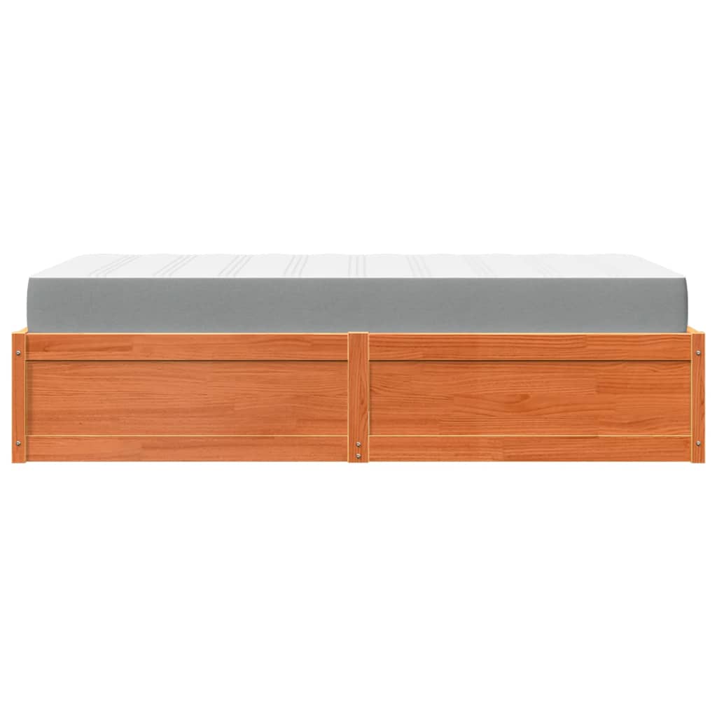 Lit avec matelas cire marron 100x200 cm bois massif de pin - XIOS