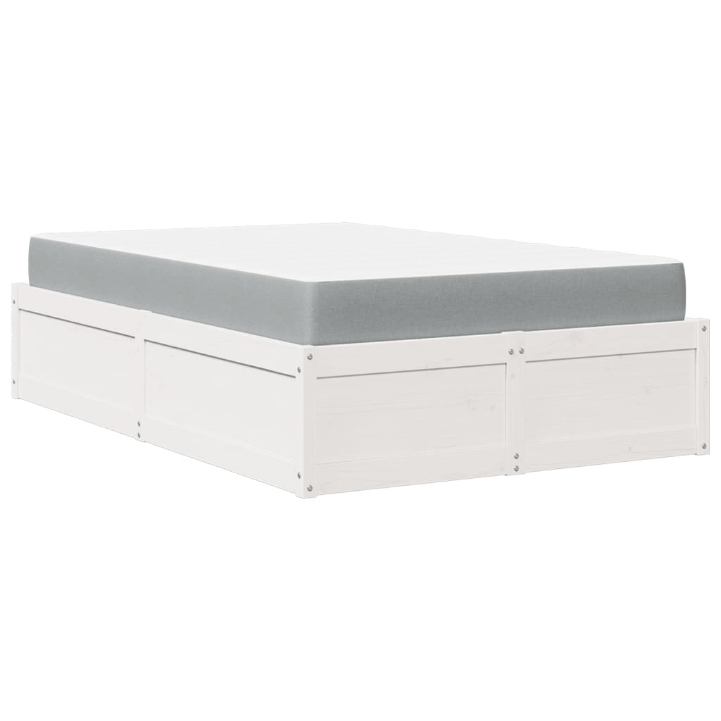 Lit avec matelas blanc 140x190 cm bois massif de pin - XIOS