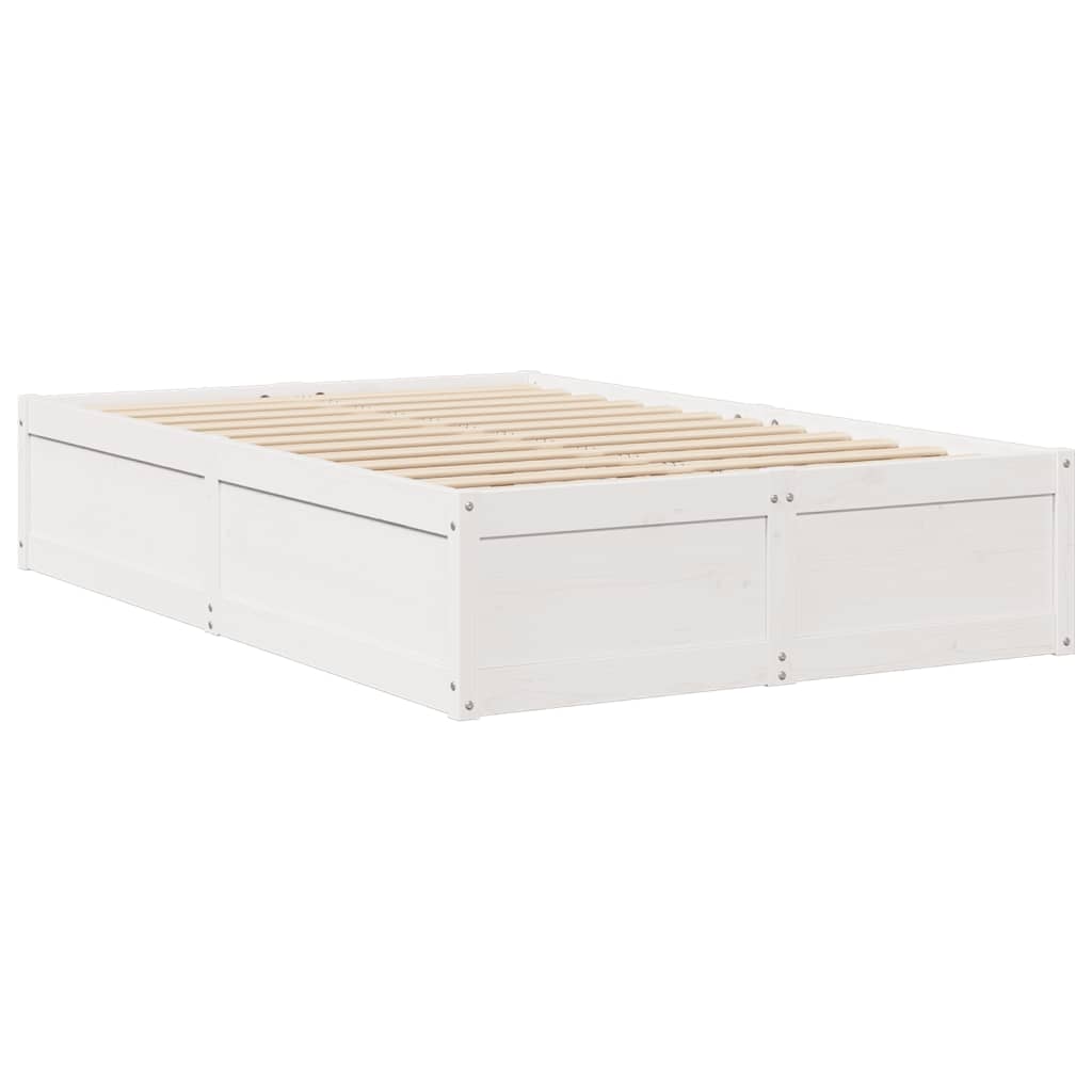 Lit avec matelas blanc 140x190 cm bois massif de pin - XIOS