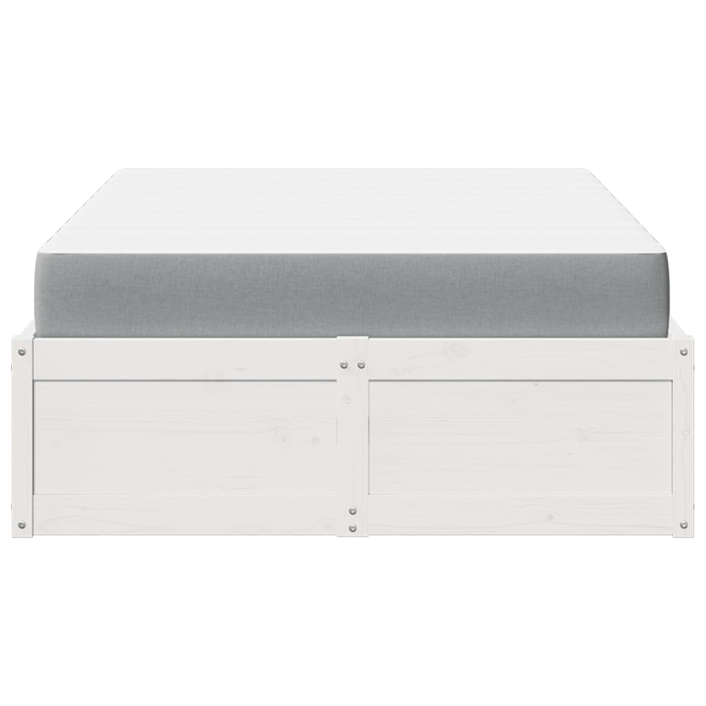Lit avec matelas blanc 140x190 cm bois massif de pin - XIOS